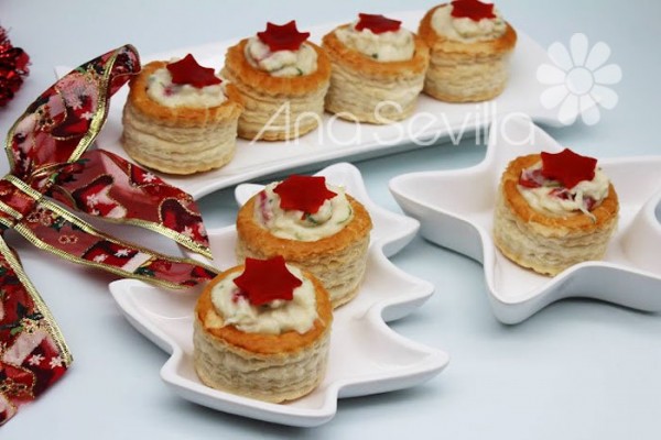 Volovanes de brandada de bacalao y pimientos